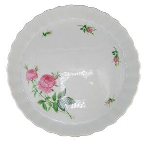 Christineholm Pink Rose Round Porcelain Quiche Tart Pie Plate Dish Original Box